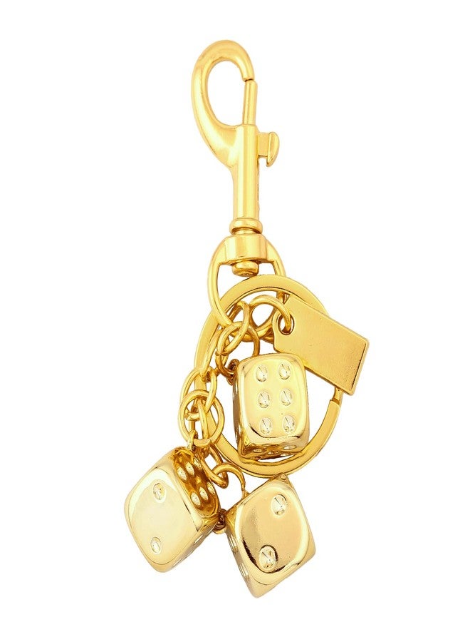 SORGERLY Gold Dice Bag Charm Keychain - Metal Key Chain Purse Handbag Accessories - Lucky Gifts for Women Men (Gold dice) - Image 1